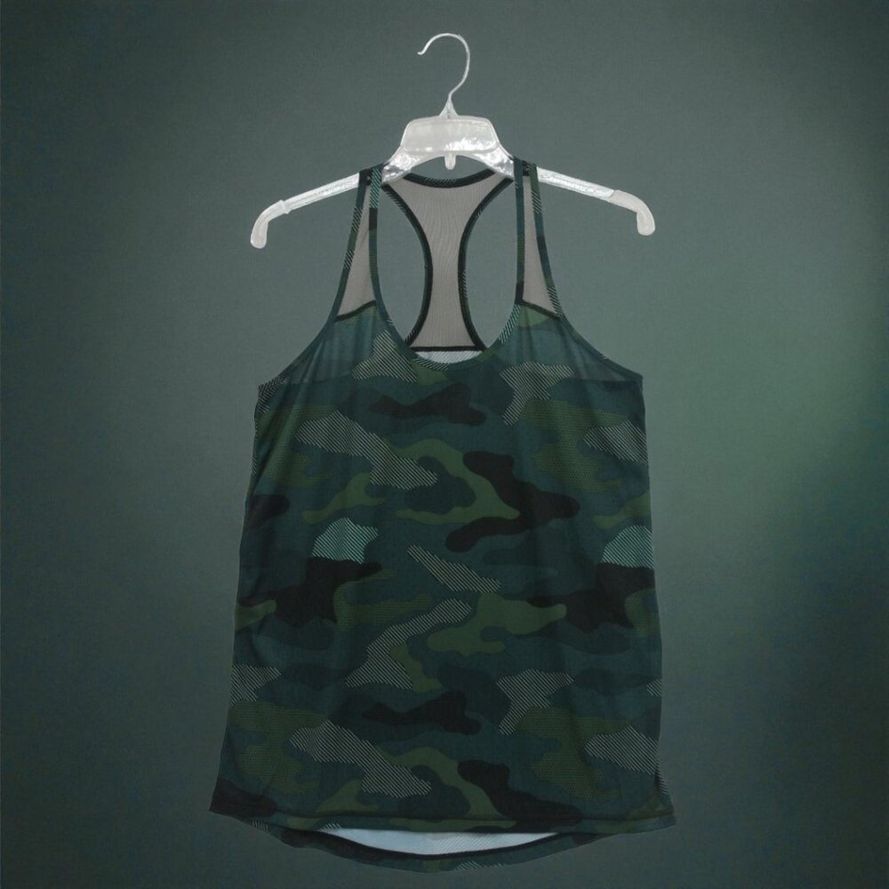 Xersion Green Camo Mesh Racerback Athletic Tank Top Size S